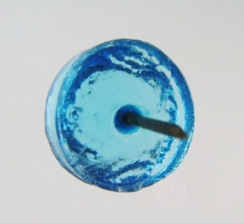Lovely Old Domed Sky Blue Pressed Glass Push Pin / Picture Rail Hanger - Picture 2 of 4