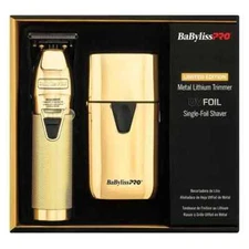 Babyliss PRO Gold Metal Trimmer & UV Single Foil Shaver FXLFHOLPKG - BRAND NEW