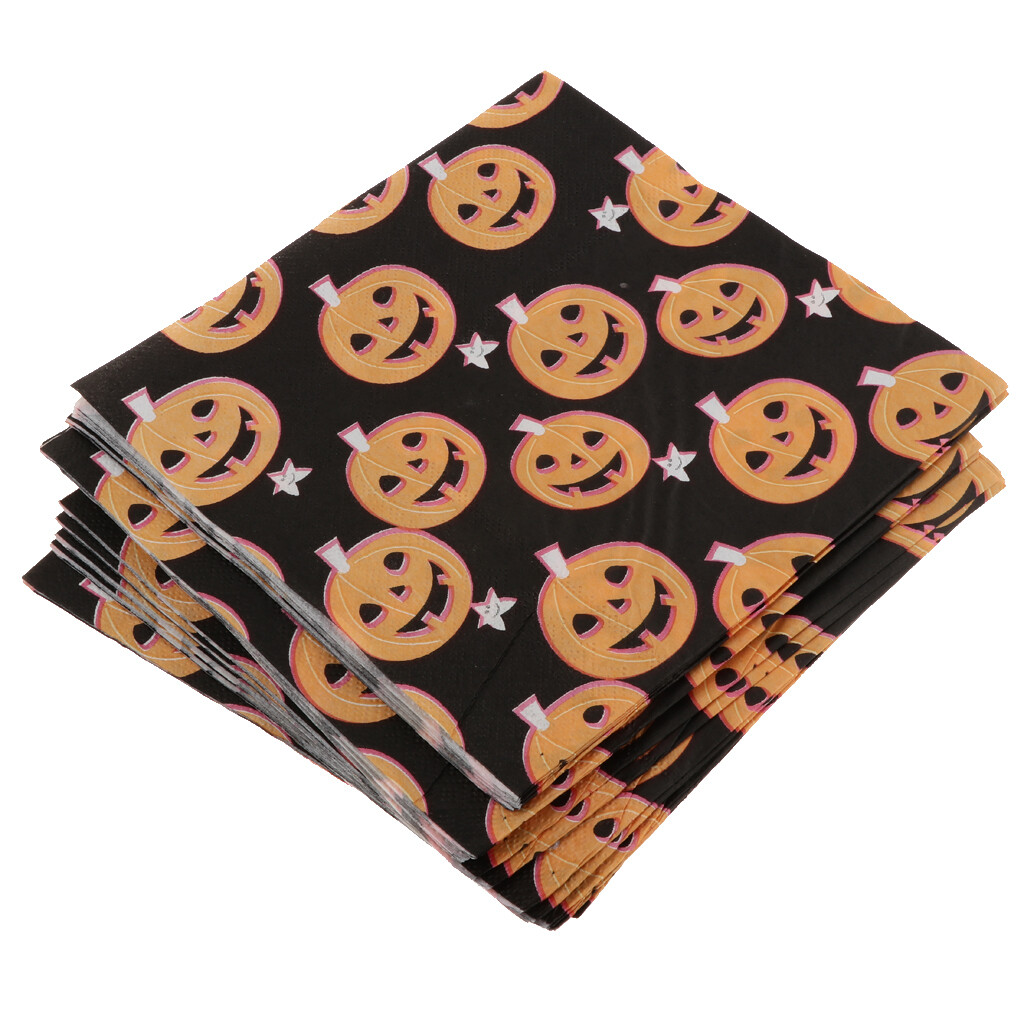 40 Stück Halloween-Servietten Mit Kürbissen & Schloss – 16,5x16,5 Cm, 2-lagig