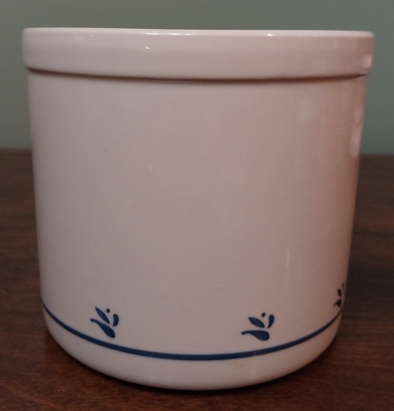 Roseville Ohio Friendship Pottery Blue Flowers 2 Qt. Crock Canister