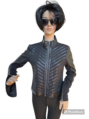 Bagatelle Black Faux Leather Combination Light Zip Jacket, Size S | eBay
