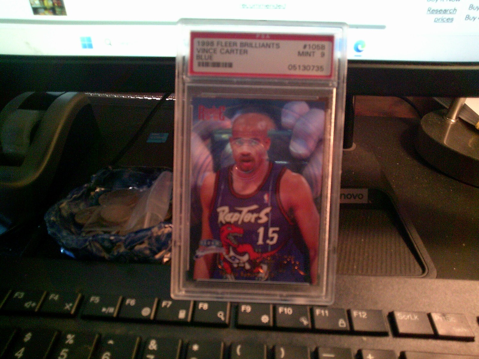 1998 Fleer Brilliants Vince Carter Blue PSA Mint 9 Rookie