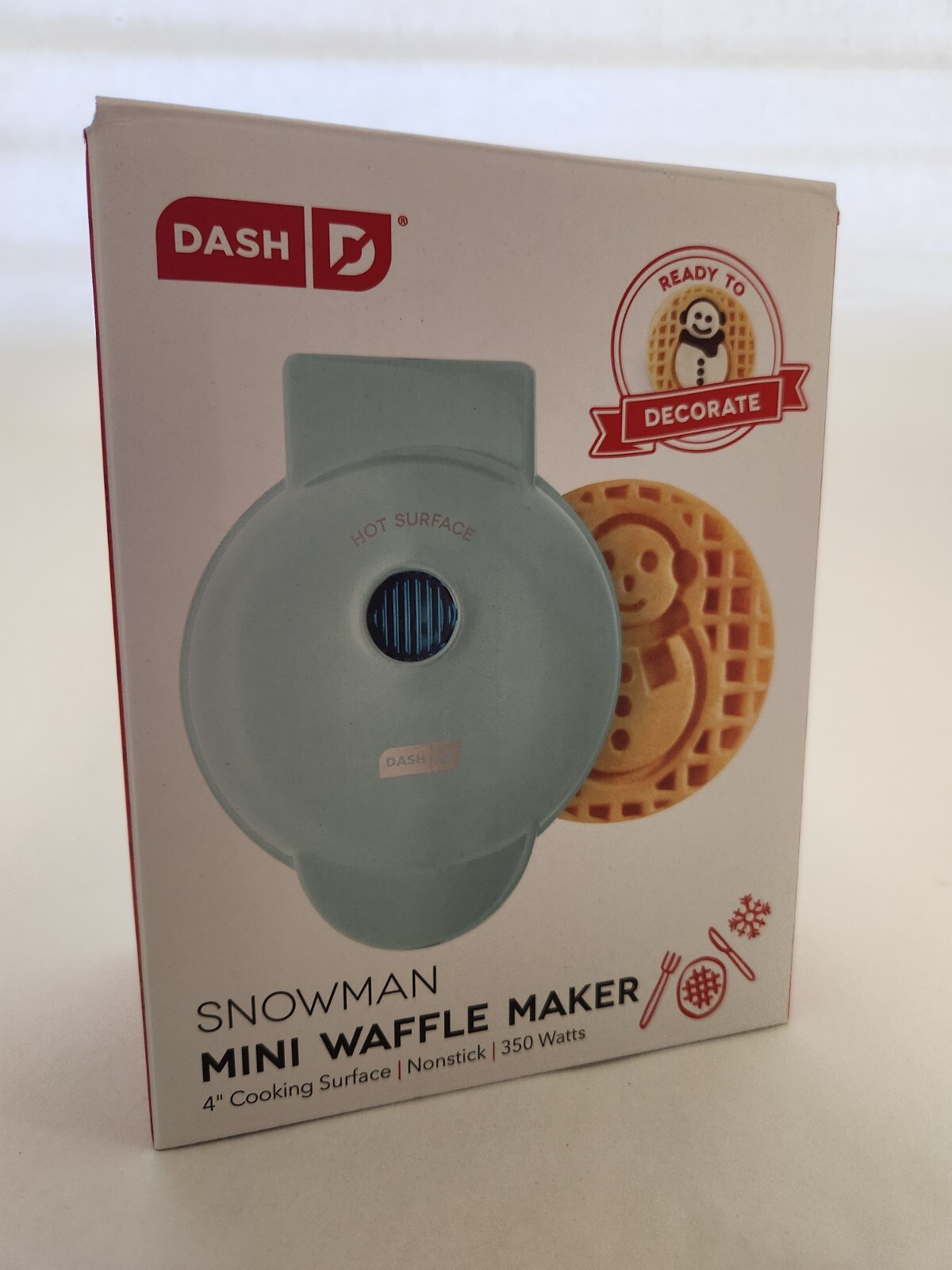 Mini Waffle Maker Snowman Design Nonstick 4-Inch Griddle Surface Perfect for Christmas Breakfast Gift Ideas Brand New-image