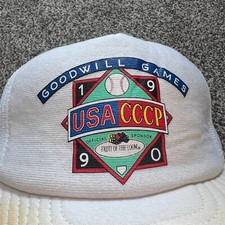 Vtg Goodwill Games 1990 USSR USA Snapback Trucker Hat Cap Made in USA