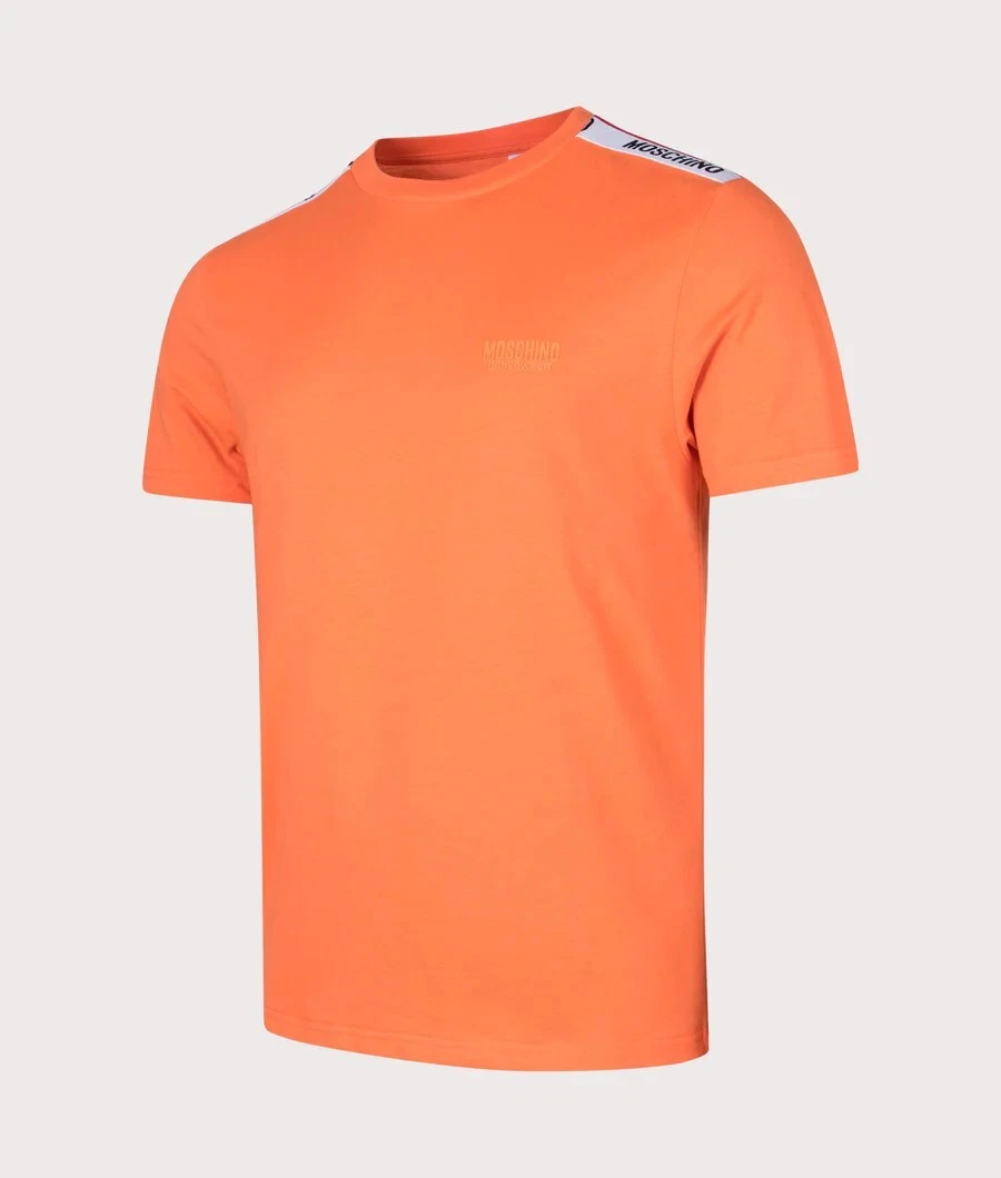 Moschino T-Shirt Orange Tape Logo Size Medium Men’s Luxury Designer RRP £125