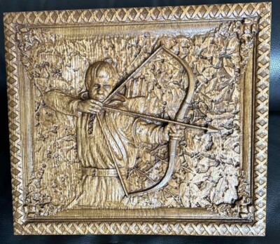 Robin Hood . Legende Holzschnitzerei - Mittelalterlicher Sherwood Wald. Englische Folklore Kunst