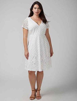 white fit and flare dress with sleeves