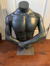 Greneker Male Torso Mannequin Black Muscular Store Display Arms Removable