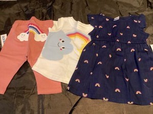 Old Navy Infant Rainbow Tshirt Dress & Pants Set Sun Cloud NEW size 0-3 months