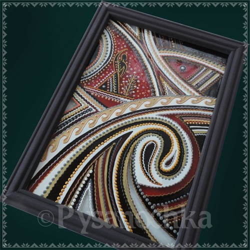 Pintura popular ucraniana tripilliana sobre vidrio hecha a mano decoración de pared 14x20 cm - Imagen 2 de 8