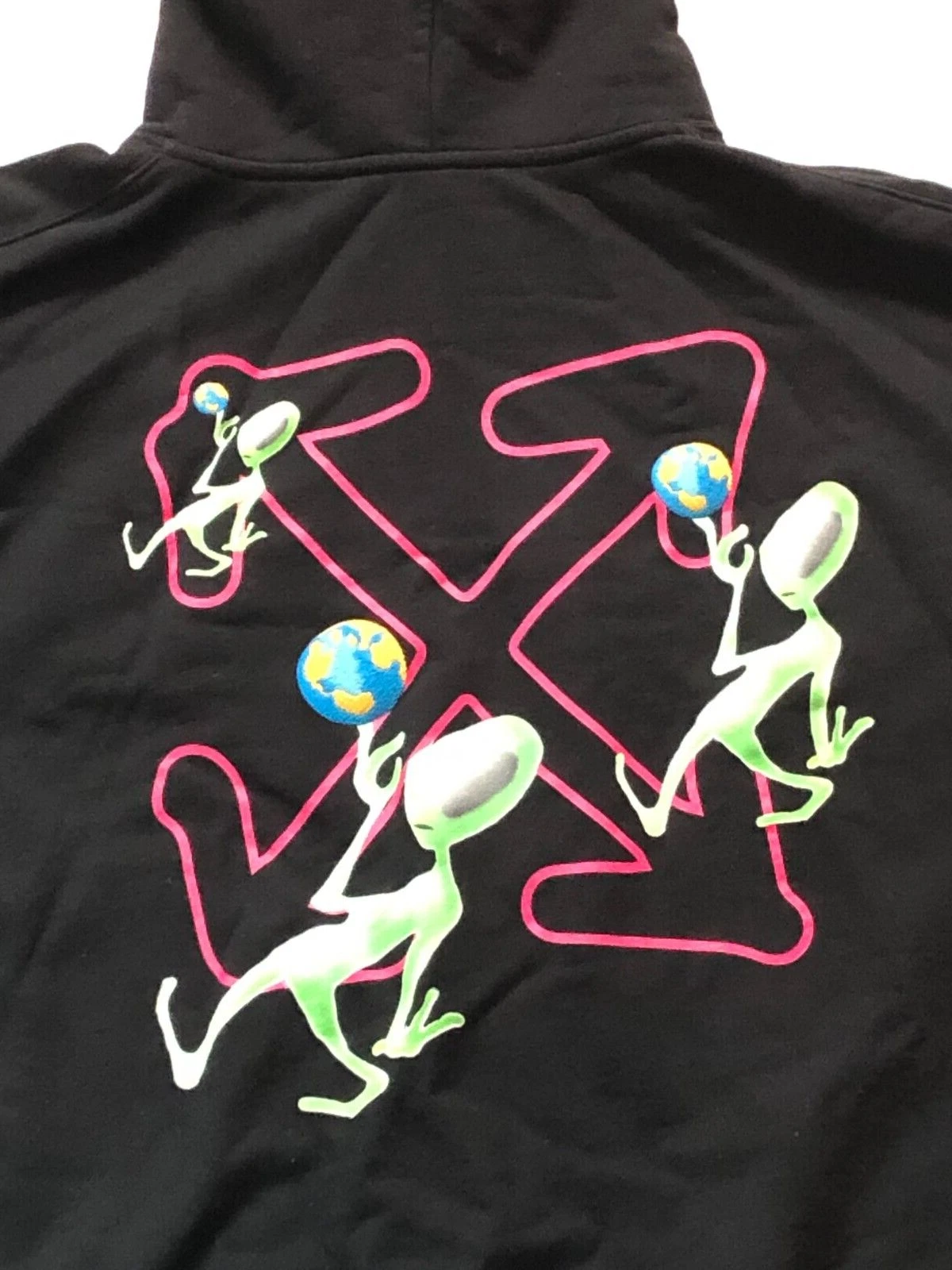 OFF WHITE Felpa con cappuccio e pantaloni della tuta Alien Arrow bianchi sporchi taglia large autentici