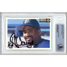 Greg Vaughn Signed 1994 UD Collectors Choice #585 Card AUTO Beckett Slab Brewers