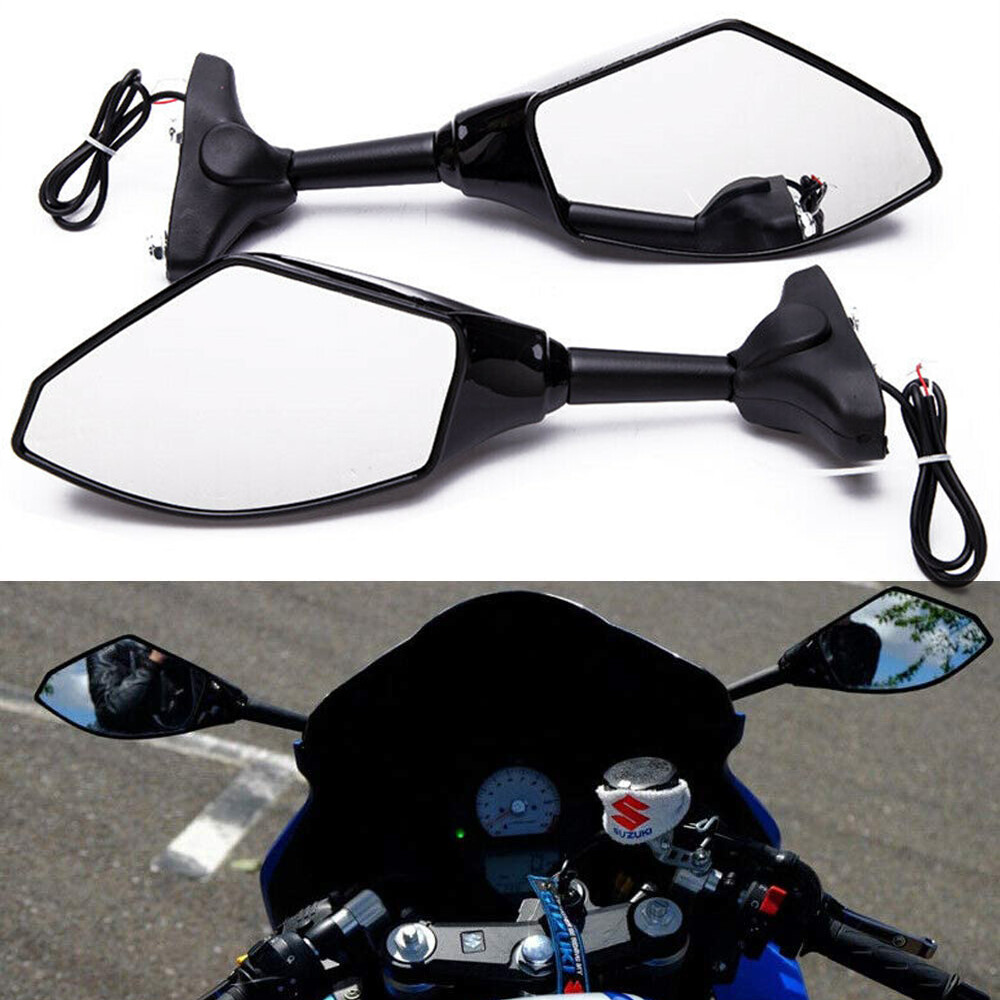 Rear View Side Mirror W /Led Turn Signal Light For Suzuki GSXR600