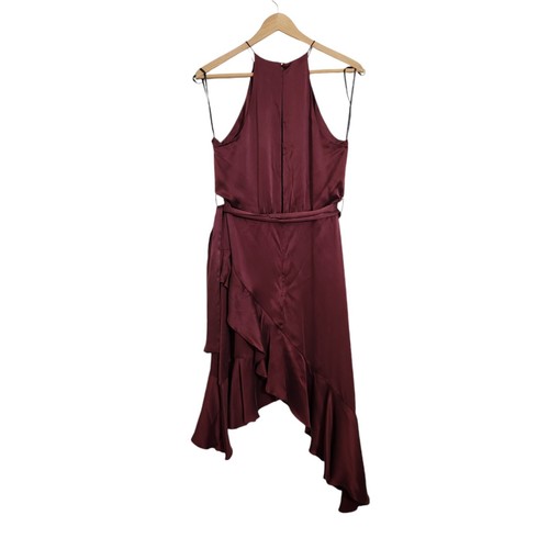 Zimmermann Dress Size 1 AU 10 US 6 EU 38 Flounce Picnic Ruffled Burgundy Silk - Picture 3 of 7