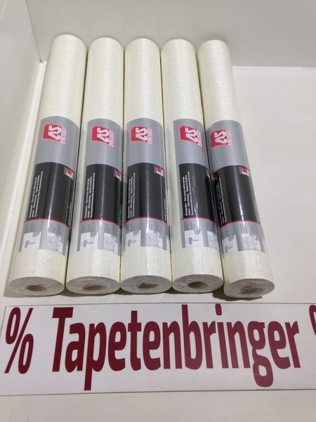Vliestapete As 5X 34503-2 (5Rollen) Uni Struktur Cremeweiß Glanz Wohnzimmer-image