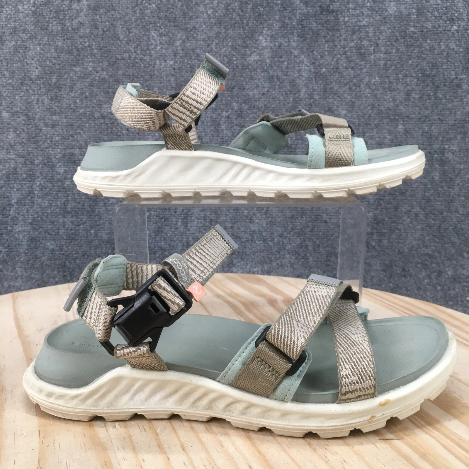 Sandali ECCO donna 39 Exowrap sportivi slingback ballerine beige tessuto verde salvia