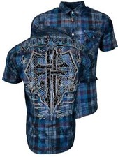 Xtreme Couture by Affliction Men's Button Down Shirt Rattle Biker Y2K S-2XL