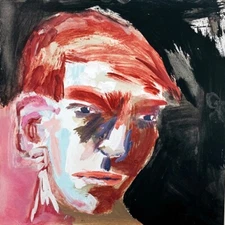 Original Mixed Media Portrait Painting 8x8 Emotional Expressive Man