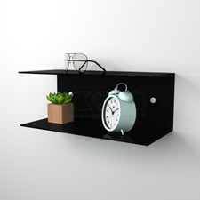 Comodino sospeso cm 50x15 mensola doppia in plexiglass modello a C