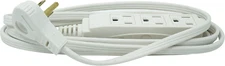 8 ft Indoor Flat Extension Cord 16 Gauge Right Angle Plug 3 GROUNDED OUTLETS