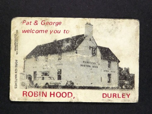 Matchbox Label Pub Robin Hood Durley Winchester Hampshire MI021