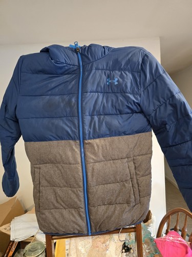 Youth Large Gray And Blue Warm Under Armour Winter Coat Jacket Great Condition - Picture 3 of 12