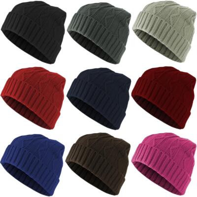 Mstrds Beanie Cable Flap Hat Unisex Knit Pattern Lined