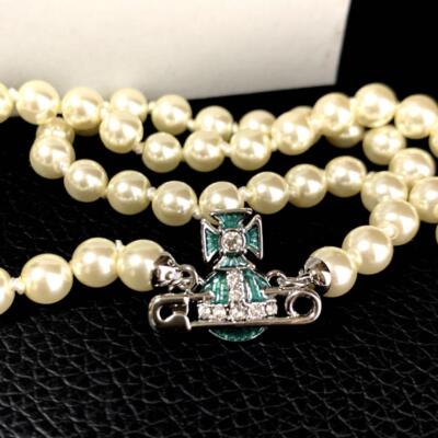 Vivienne Westwood Necklace KITTY Pearl Safety Pin Choker IN