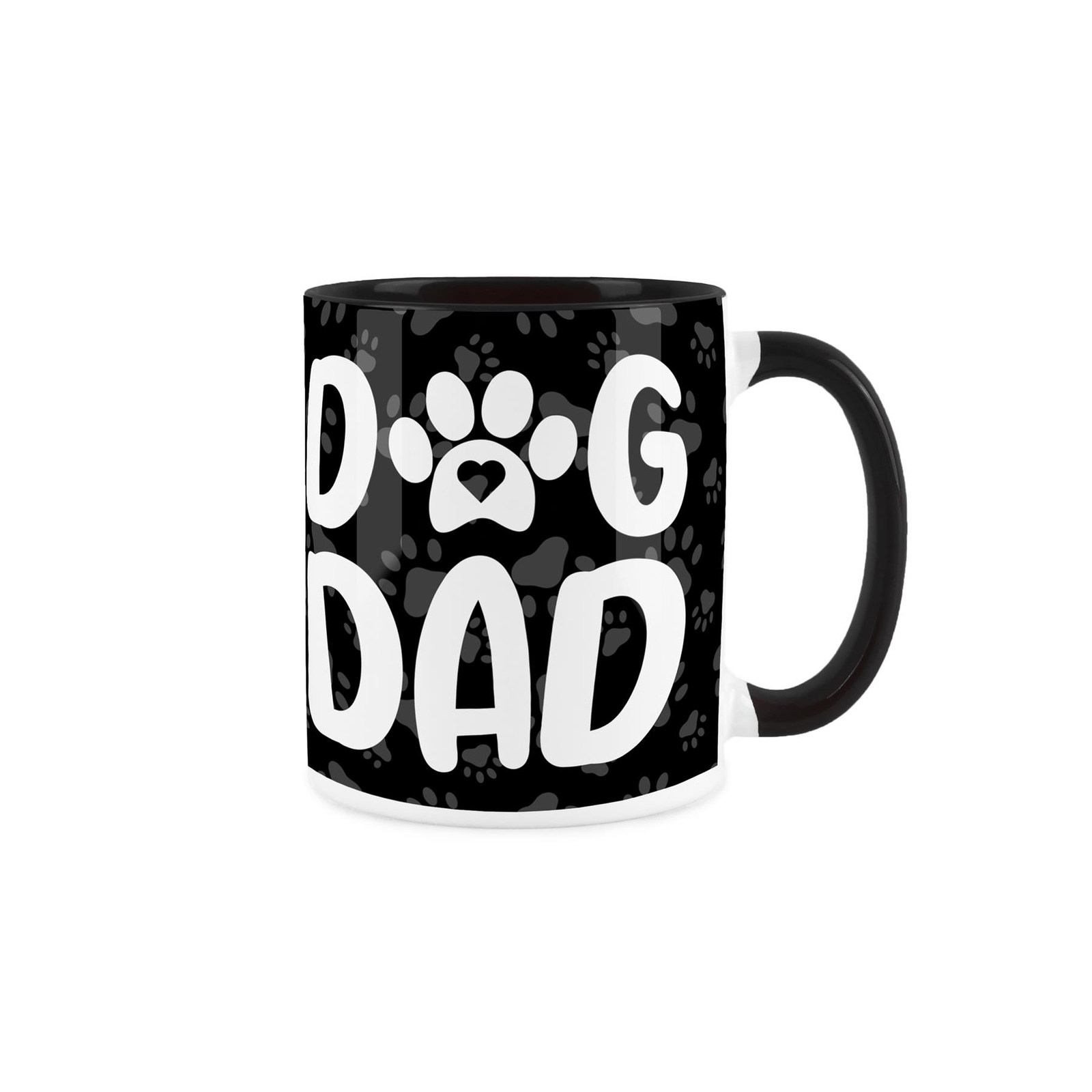 Dog Dad Mug - Paw Print Gifts for Dog Lovers - Black Ceramic Cup Present