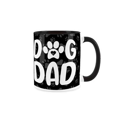 Hundepapa Tasse - Pfotenabdruck Geschenke für Hundeliebhaber - schwarz Keramiktasse Geschenk