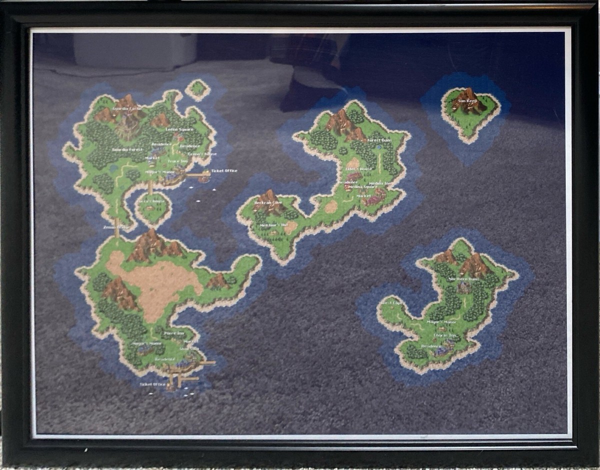 Chrono Trigger World Map Poster Framed 21
