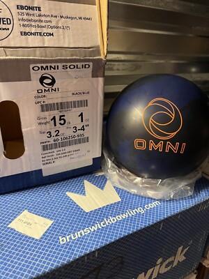 NEW - NIB 15lb Ebonite ''OMNI SOLID'' UNDRILLED - NIB