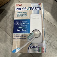 Hands-Free Press 2 Paste Toothpaste Dispenser Holds up to 5 Toothbrushes