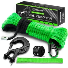 1/4"x50' 10000LBS Synthetic Winch Rope Line Recovery Cable 4WD ATV UTV w/ Sheath