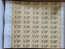 100 3/4" GOLD VIP TYVEK WRISTBANDS, PAPER WRISTBANDS, EVENT WRISTBAND