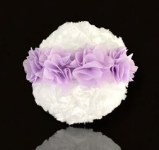 Powder PUFF Talcum Applicator Large 5β White Purple Lavender Ruffle -Made In USA