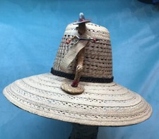 vintage straw hat 1950s beach raffia novelty 40s tilt wide brim