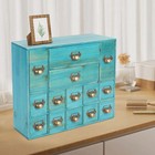 Retro 14 Drawer Storage Cabinet Wooden Bedroom Tabletop Drawer Jewelry Organizer