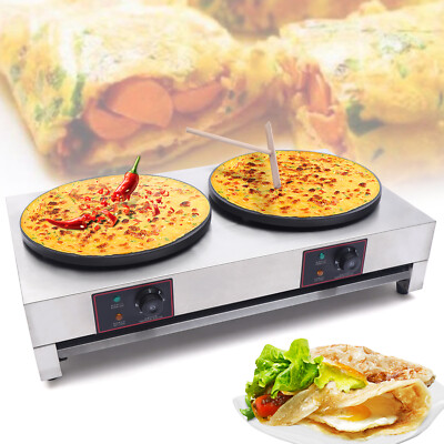 Commercial Electric 2-Burner Crepe Maker Pancake Machine Table Stove 50-300 USA