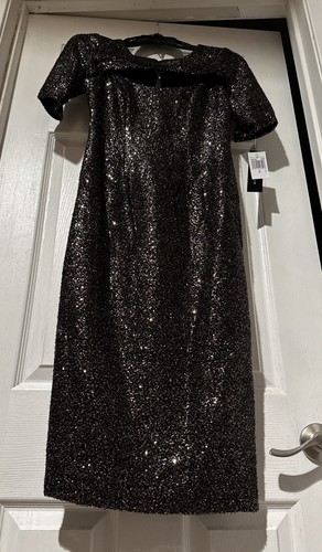 Betsy & Adam Black/Bronze Front Cutout Sequin Sheath Dress. Sz 10. NWT! - Picture 6 of 22