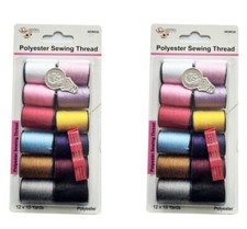 24 Pcs Polyester sewing Thread, Mix Colors, 15 Yards/Card