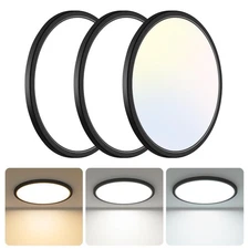 Libtit 13 Inch Black Flush Mount Ceiling Light - 3 Pack, 3200LM, Low-Profile ...
