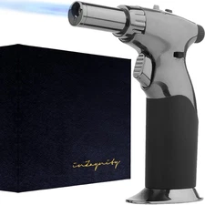 Dual Flame Butane Torch Gun - Refillable Luxury Hand Held Mini Blow Torch for...