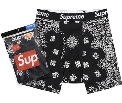 Brand New Supreme x Hanes Boxer Briefs Underwear | Pack of 2 | Black Bandana
