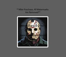 Hockey Mask Sticker Waterproof Decal Horror Scary Movie Book Retro Gift NEW