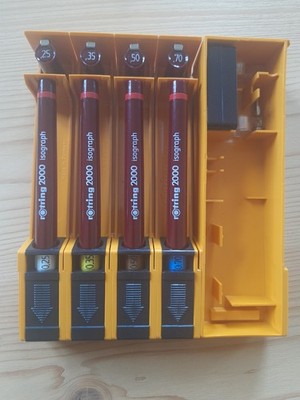 4x rOtring Isograph 0,25/0,35/0,5/0,7 im Sec-o-mat, gereinigt & getestet