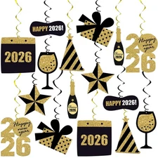 , Happy New Year Hanging Swirls - Pack of 30, No DIY | Ceiling Decorations, N...