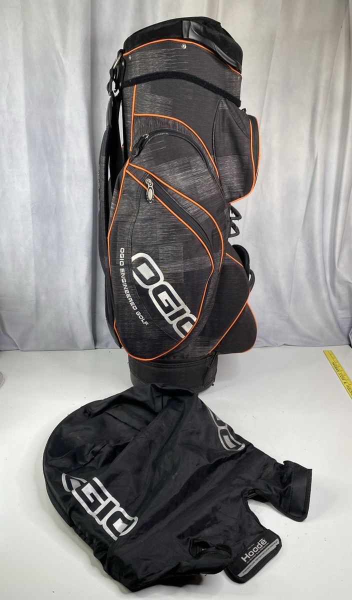 OGIO Cart Golf Bag 15 Way Divider & Rain Cover Black Orange Spyke