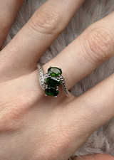 925 Sterling Silver Green Cubic Zirconia Ring Size U 004