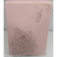 Signature List Pad 200 Sheets Lined Paper Pink Gold Flower Hard Cover Notebook